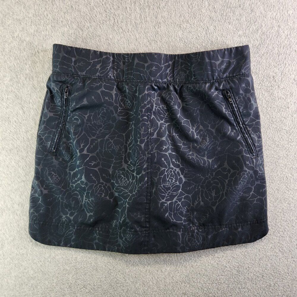 Orvis Skort Womens M Black Floral Embossed Pull On Commuting Work Travel Golf
